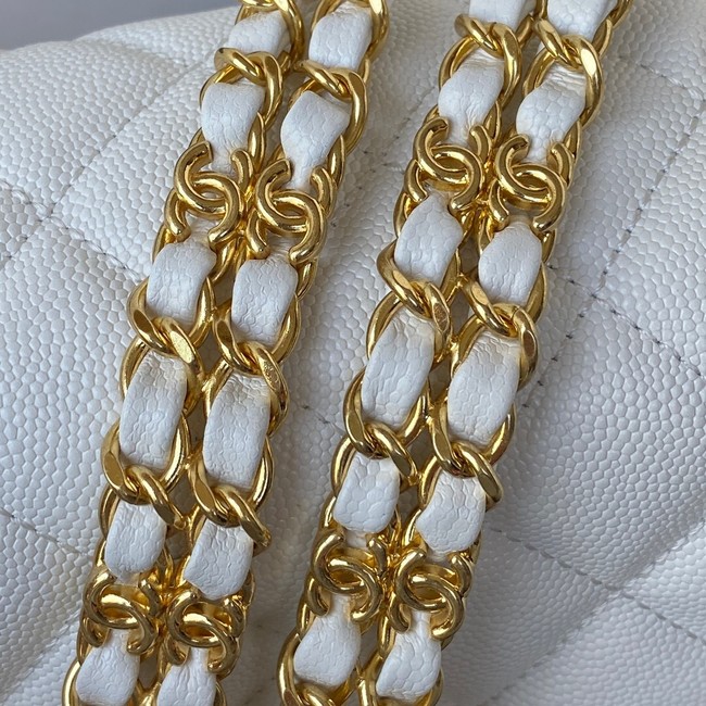 Chanel MINI FLAP BAG Grained Calfskin & Gold-Tone Metal AS3580 white