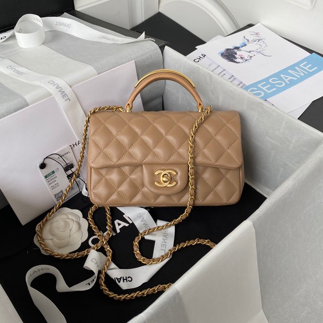 Chanel MINI FLAP BAG WITH TOP HANDLE AS2431 apricot