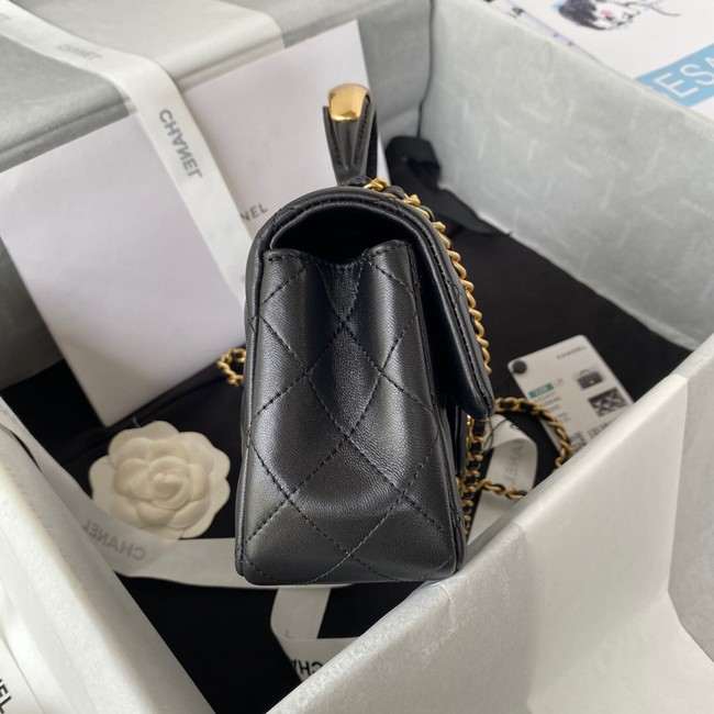 Chanel MINI FLAP BAG WITH TOP HANDLE AS2431 black