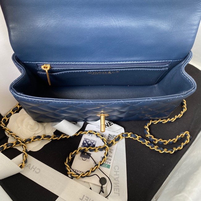 Chanel MINI FLAP BAG WITH TOP HANDLE AS2431 dark blue