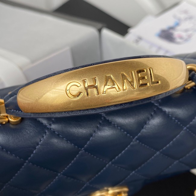 Chanel MINI FLAP BAG WITH TOP HANDLE AS2431 dark blue