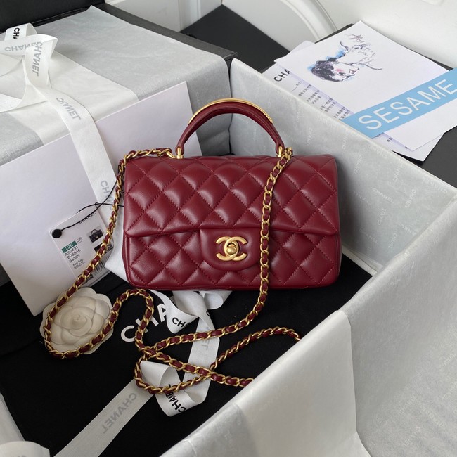 Chanel MINI FLAP BAG WITH TOP HANDLE AS2431 red