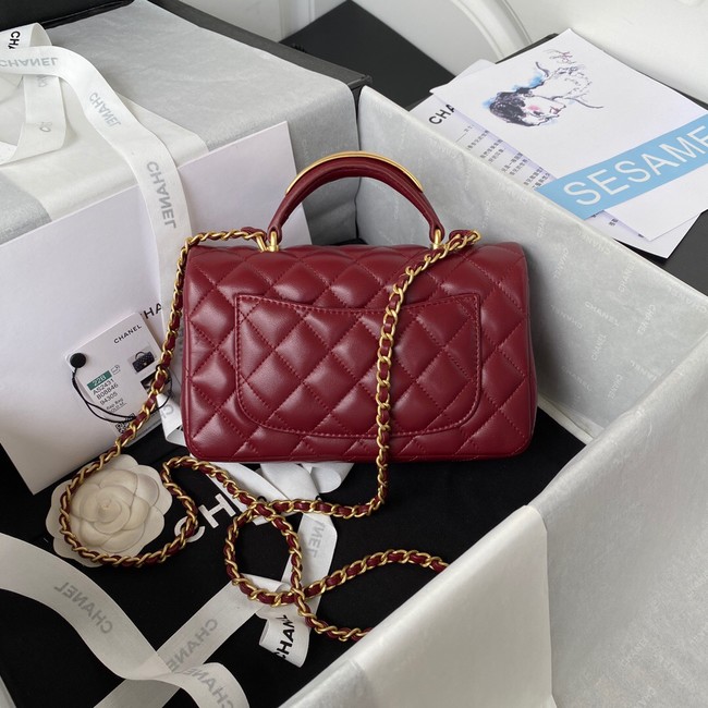 Chanel MINI FLAP BAG WITH TOP HANDLE AS2431 red