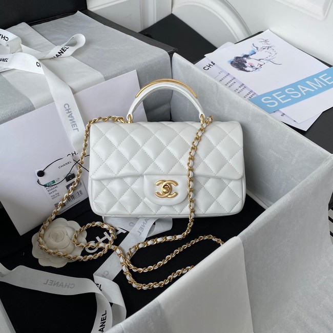 Chanel MINI FLAP BAG WITH TOP HANDLE AS2431 white