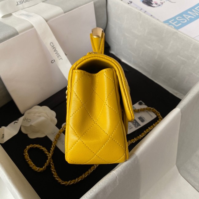 Chanel MINI FLAP BAG WITH TOP HANDLE AS2431 yellow