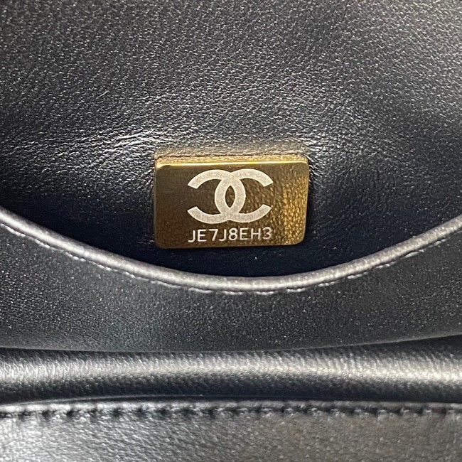 Chanel SMALL FLAP BAG Grained Calfskin & Gold-Tone Metal AS3580 black