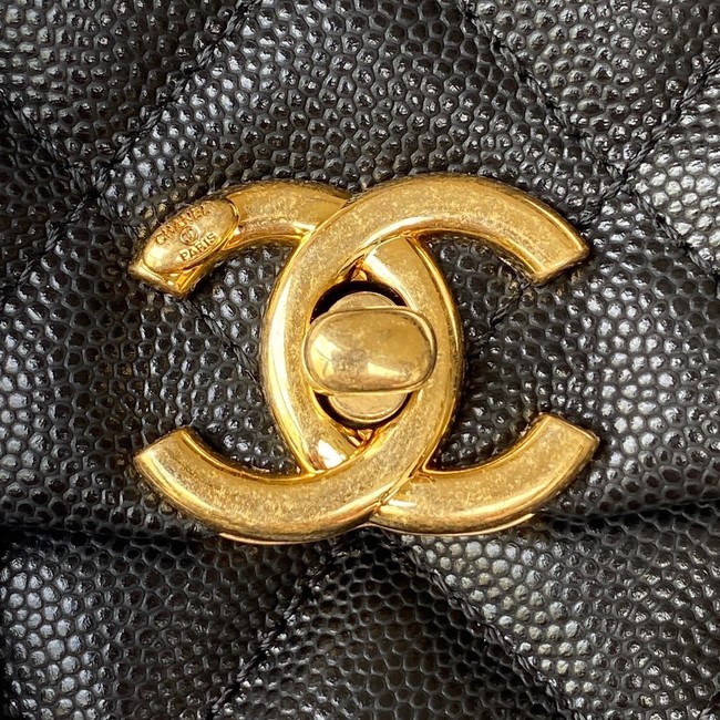 Chanel SMALL FLAP BAG Grained Calfskin & Gold-Tone Metal AS3580 black