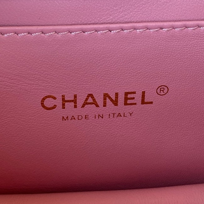 Chanel SMALL FLAP BAG Grained Calfskin & Gold-Tone Metal AS3580 pink