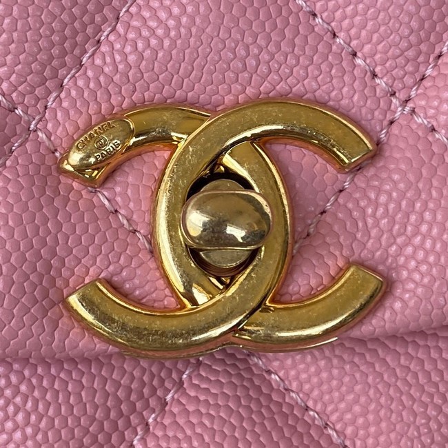 Chanel SMALL FLAP BAG Grained Calfskin & Gold-Tone Metal AS3580 pink