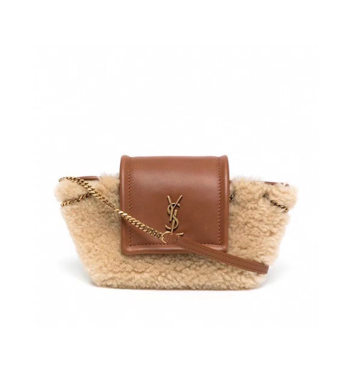 SAINT LAUREN LE MAILLON BUCKET BAG IN SUEDE Y667738 brown