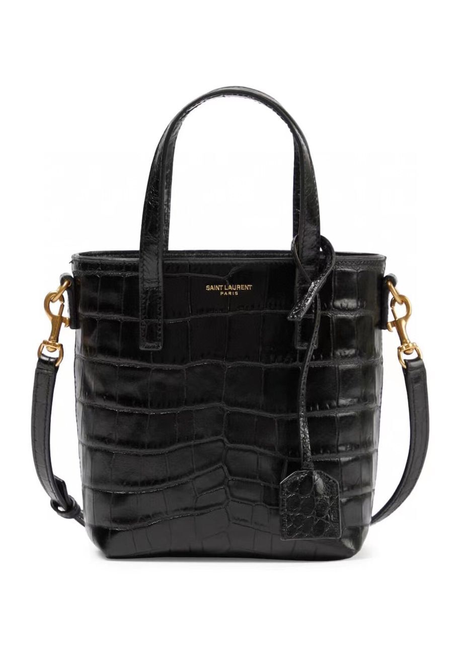 SAINT LAUREN shoulder bag IN CROCODILE-EMBOSSED LEATHER Y722366 black