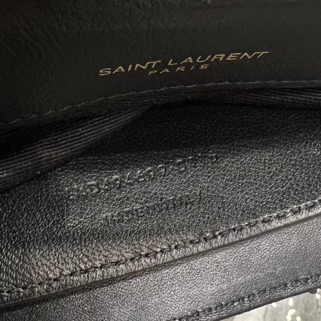 SAINT LAURENT LOULOU SMALL CHAIN BAG IN QUILTED Y LEATHER SATIN AND SEQUINS 494699 black