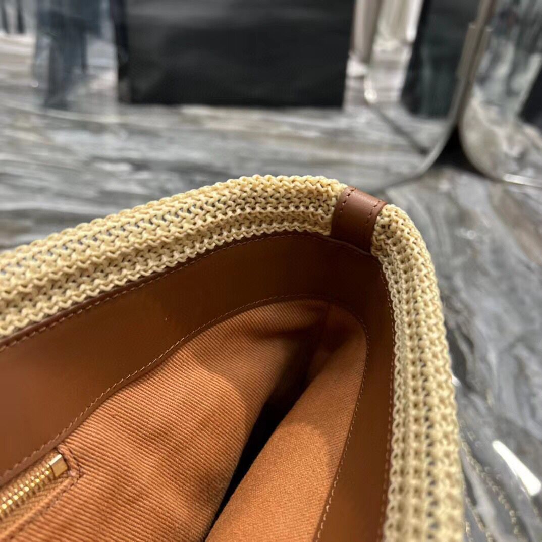 SAINT LAURENT PANIER MEDIUM BAG IN RAFFIA Y811502 TAUPE