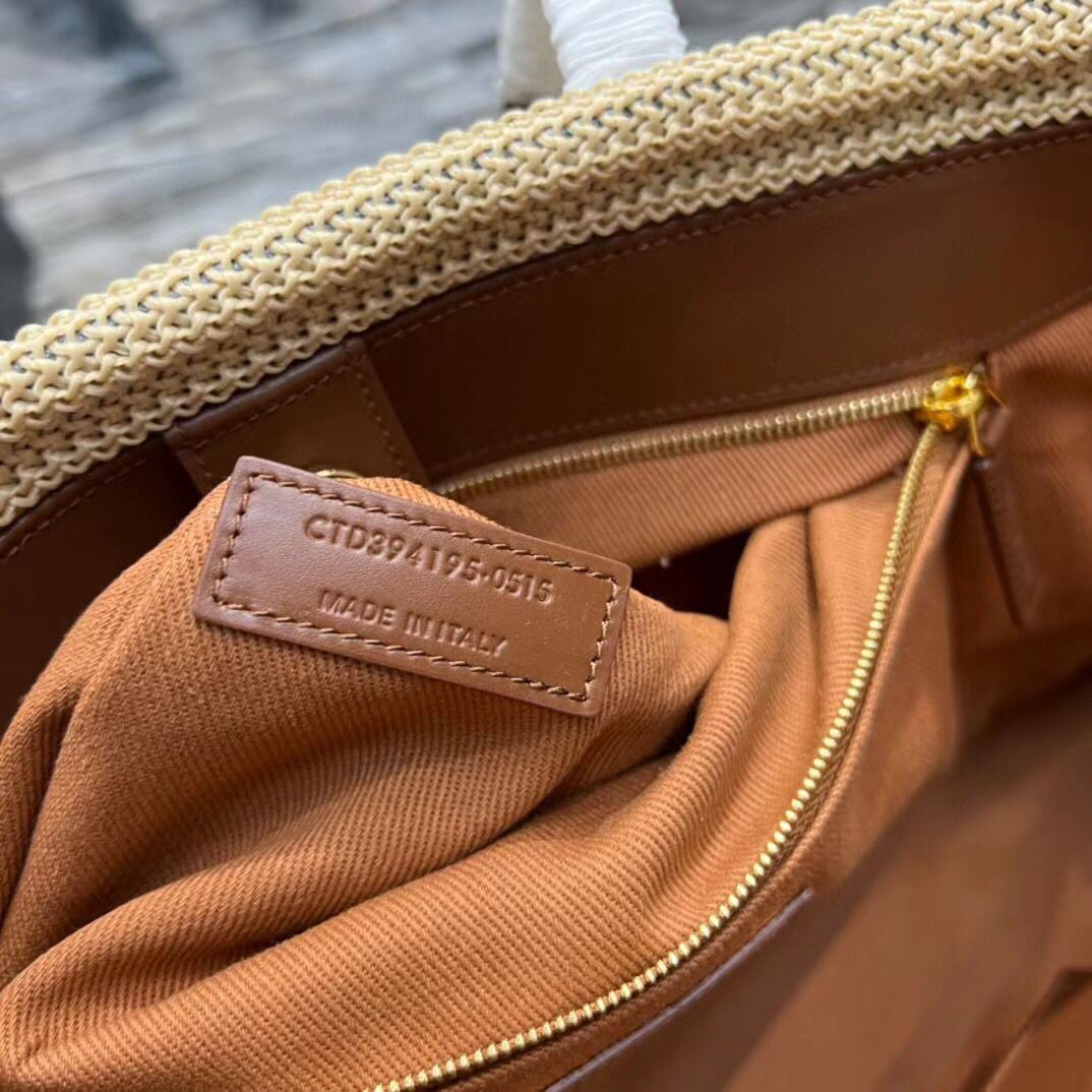 SAINT LAURENT PANIER MEDIUM BAG IN RAFFIA Y811502 TAUPE