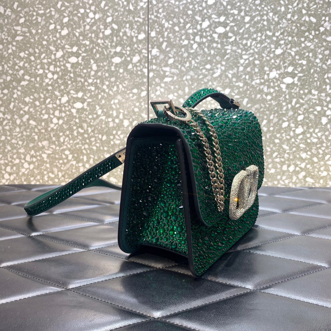 VALENTINO GARAVANI VSLING Shiny diamond Mini shoulder bag XW20808 green