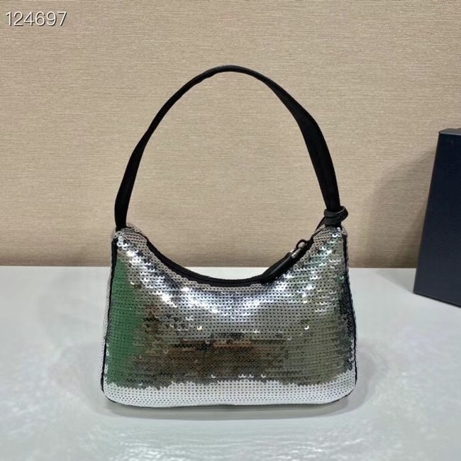 Prada Re-Edition 2000 sequined Re-Nylon mini-bag 1BC515 silver