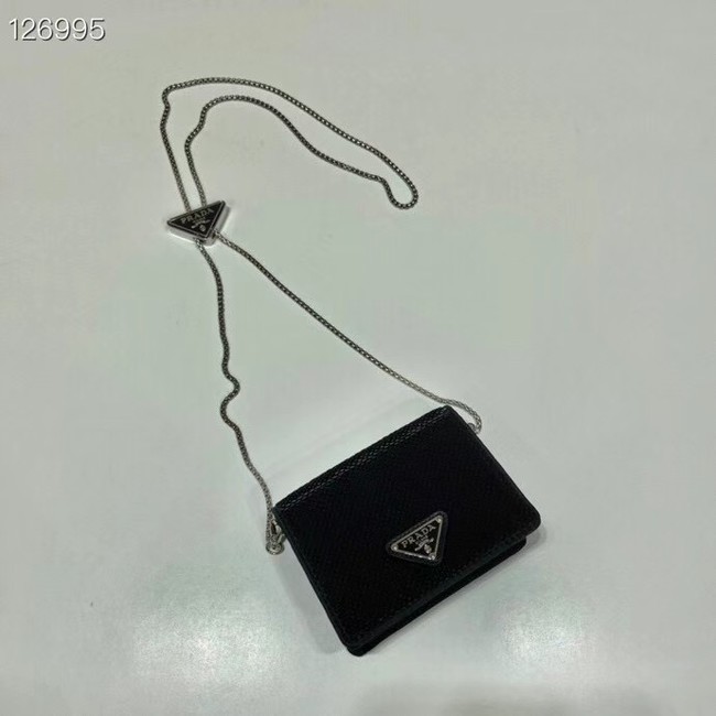 Prada Crystal-studded card holder with shoulder strap 1MR024 black&white