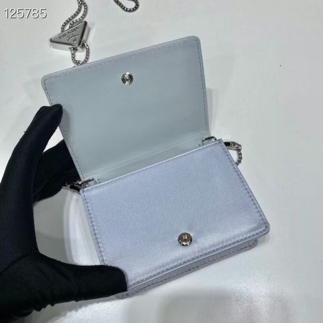 Prada Crystal-studded card holder with shoulder strap 1MR024 silver