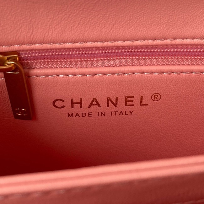 CHANEL SMALL FLAP BAG & Gold-Tone Metal AS3499 pink