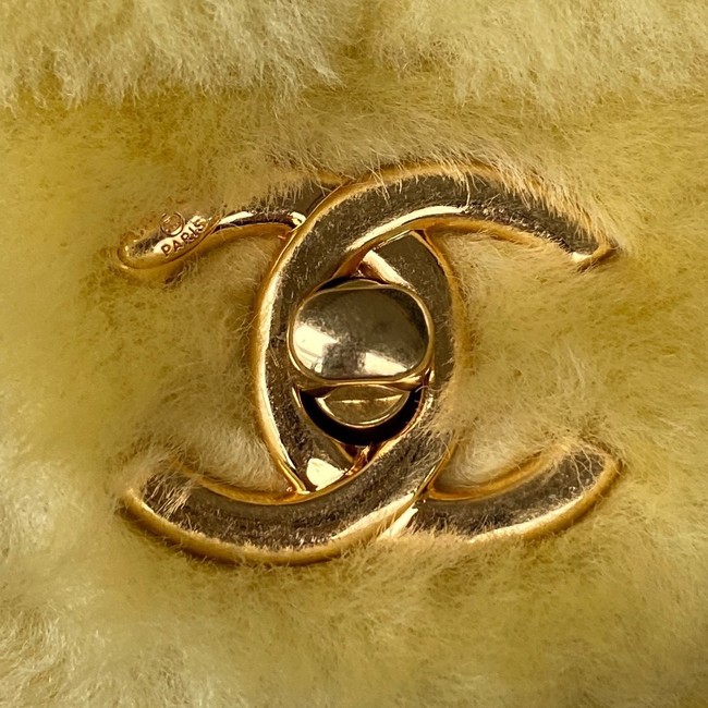 CHANEL SMALL FLAP BAG & Gold-Tone Metal AS3499 yellow