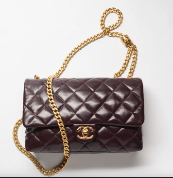 CHANEL FLAP BAG Lambskin & Gold-Tone Metal AS3609 Dark Brown