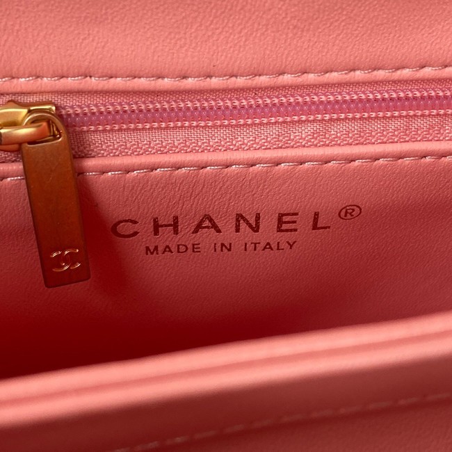 CHANEL SMALL FLAP BAG & Gold-Tone Metal AS3498 pink