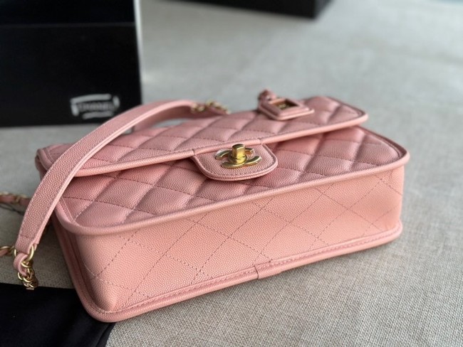 Chanel MINI FLAP BAG WITH TOP HANDLE AS3652 pink