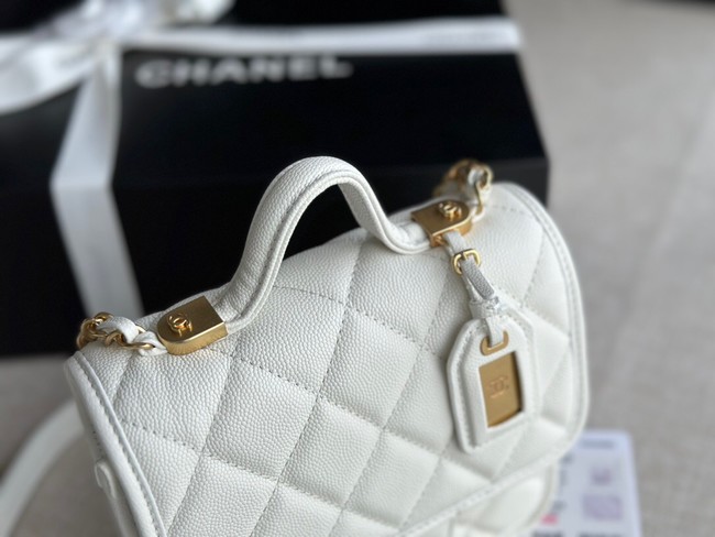 Chanel MINI FLAP BAG WITH TOP HANDLE AS3652 white