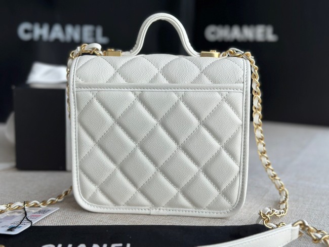 Chanel MINI FLAP BAG WITH TOP HANDLE AS3652 white