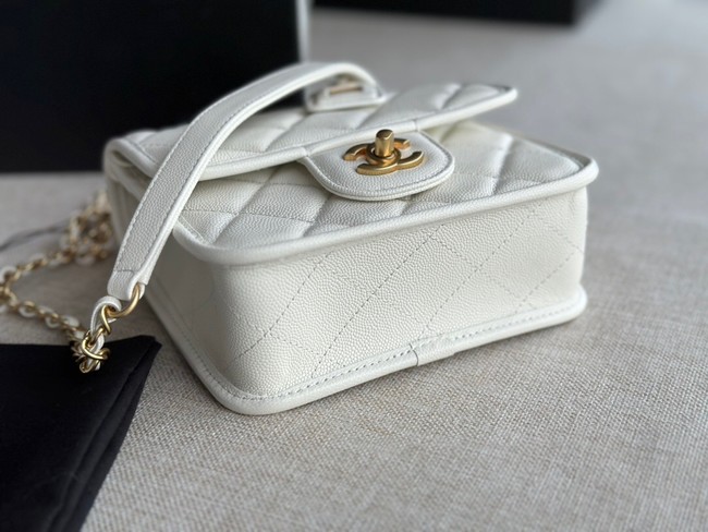 Chanel MINI FLAP BAG WITH TOP HANDLE AS3652 white