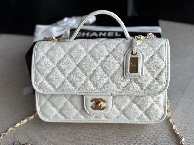 Chanel SMALL FLAP BAG WITH TOP HANDLE AS3653 white