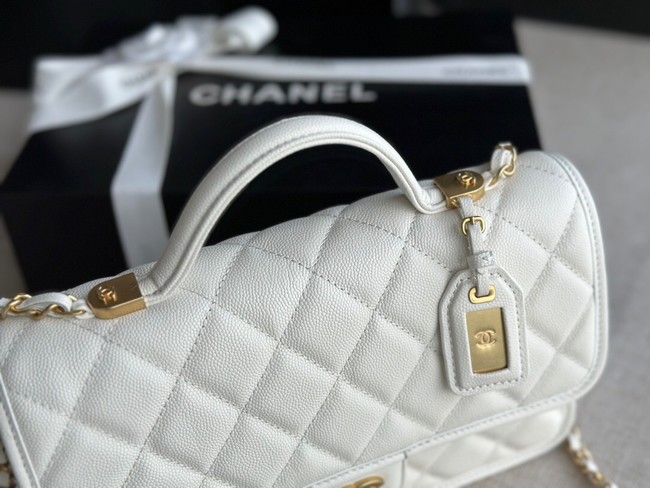 Chanel SMALL FLAP BAG WITH TOP HANDLE AS3653 white