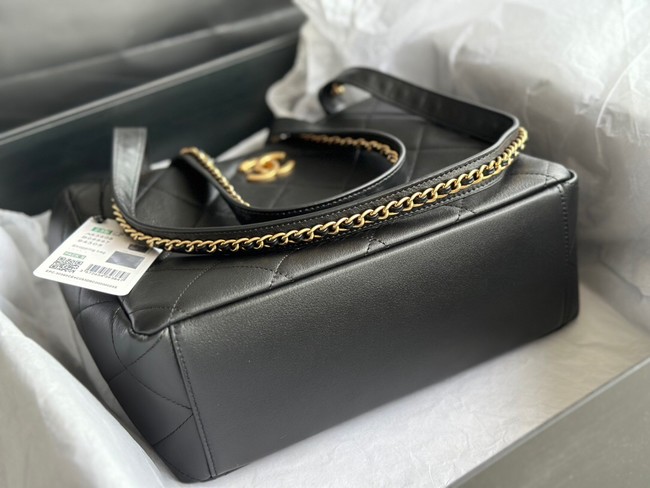 CHANEL Calfskin & Gold-Tone Metal AS3508 black