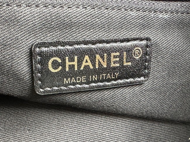 CHANEL Printed Denim & Gold-Tone Metal AS3136 black