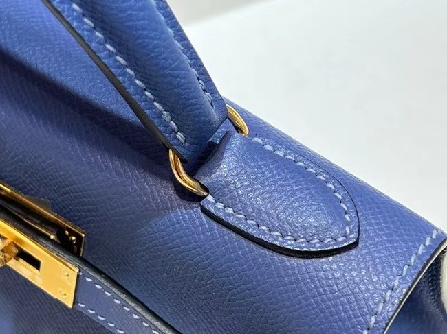 Hermes Kelly 20cm Shoulder Bags Epsom KL2750 blue&gold