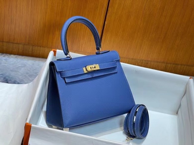 Hermes Kelly 20cm Shoulder Bags Epsom KL2750 blue&gold
