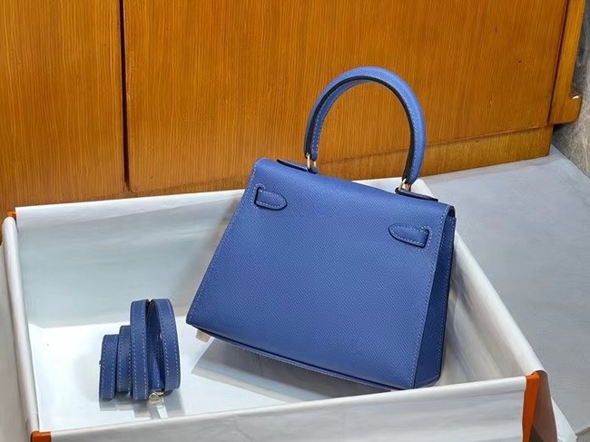 Hermes Kelly 20cm Shoulder Bags Epsom KL2750 blue&gold