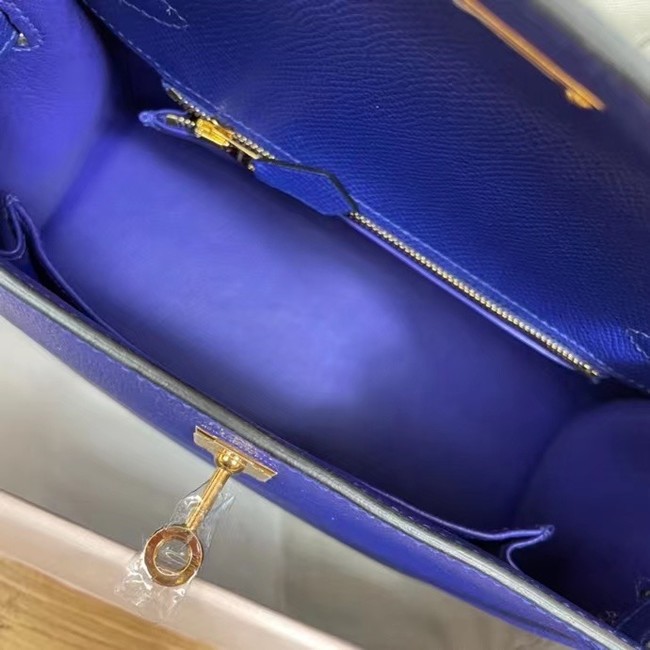 Hermes Kelly 25cm Shoulder Bags Epsom KL2755 Electrooptic blue&gold