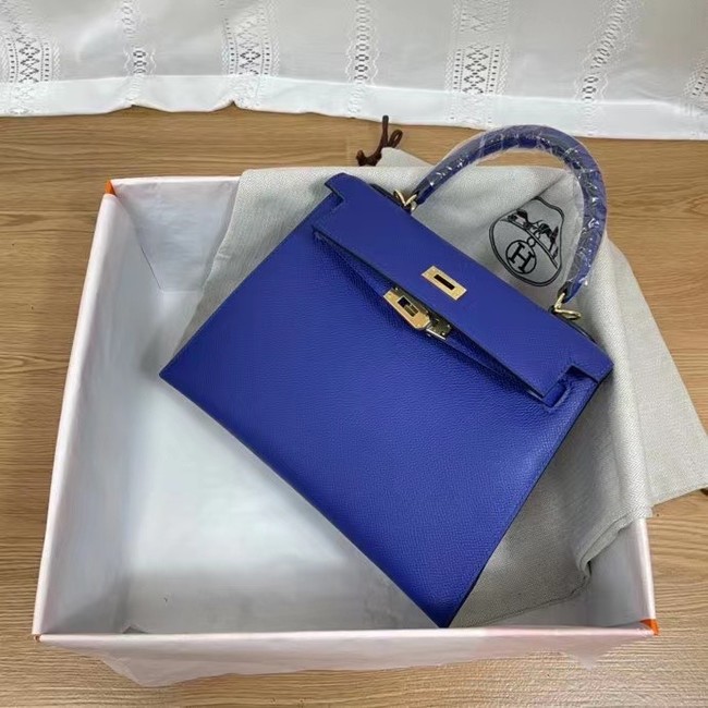 Hermes Kelly 25cm Shoulder Bags Epsom KL2755 Electrooptic blue&gold