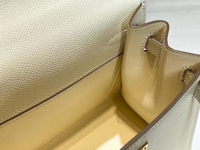 Hermes Kelly 20cm Shoulder Bags Epsom KL2750 White&gold