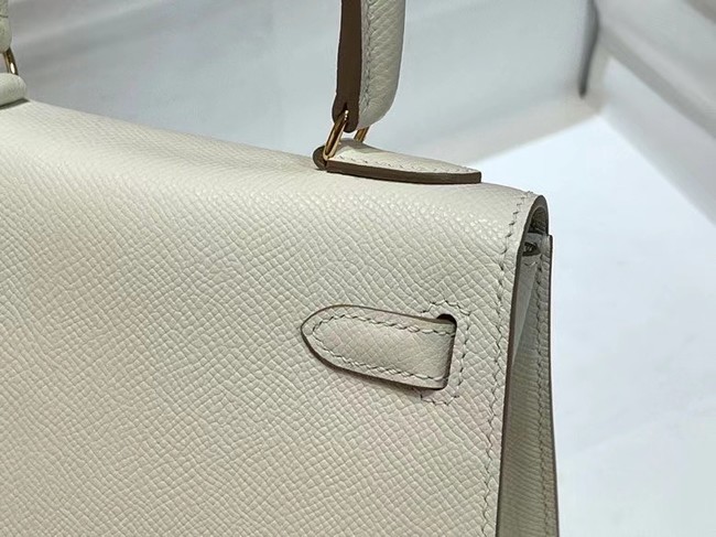 Hermes Kelly 20cm Shoulder Bags Epsom KL2750 White&gold