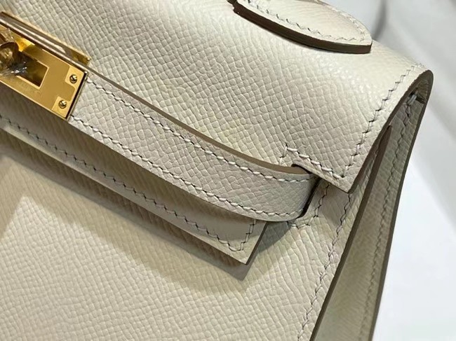 Hermes Kelly 20cm Shoulder Bags Epsom KL2750 White&gold