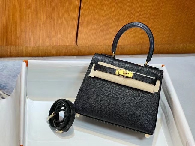 Hermes Kelly 20cm Shoulder Bags Epsom KL2750 black&gold