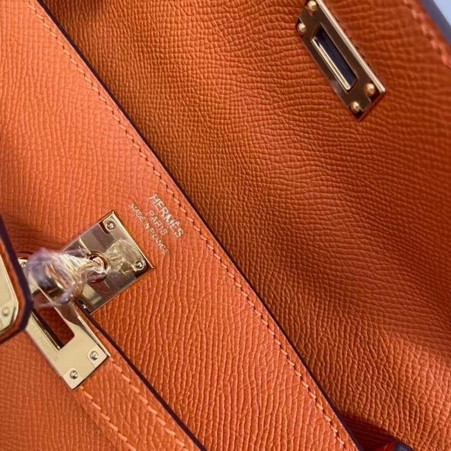 Hermes Kelly 25cm Shoulder Bags Epsom KL2755 orange&gold-Tone Metal