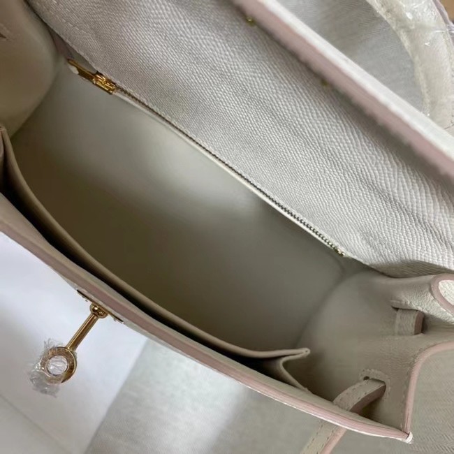 Hermes Kelly 25cm Shoulder Bags Epsom KL2755 white&gold