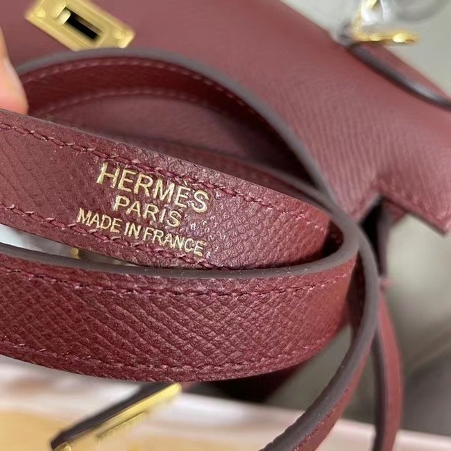 Hermes Kelly 25cm Shoulder Bags Epsom KL2755 Burgundy&gold-Tone Metal
