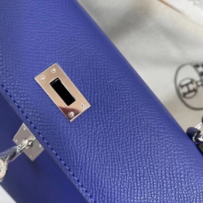 Hermes Kelly 25cm Shoulder Bags Epsom KL2755 Electrooptic blue&silver-Tone Metal