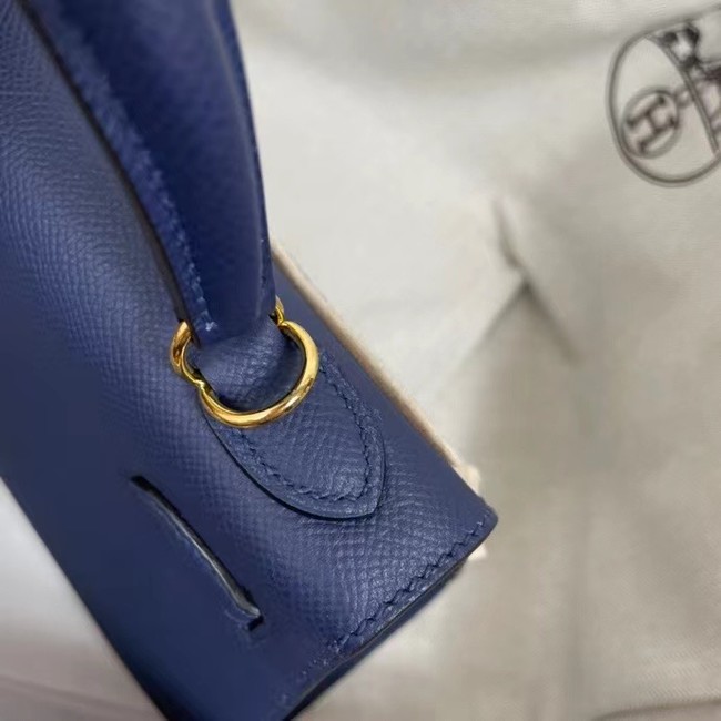 Hermes Kelly 25cm Shoulder Bags Epsom KL2755 Royal blue&gold-Tone Metal