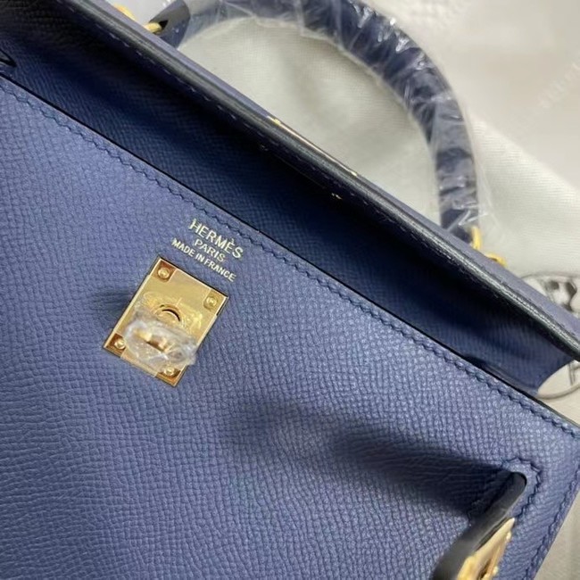 Hermes Kelly 25cm Shoulder Bags Epsom KL2755 Royal blue&gold-Tone Metal