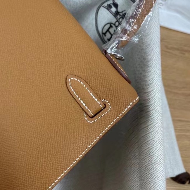 Hermes Kelly 25cm Shoulder Bags Epsom KL2755 brown&silver-Tone Metal